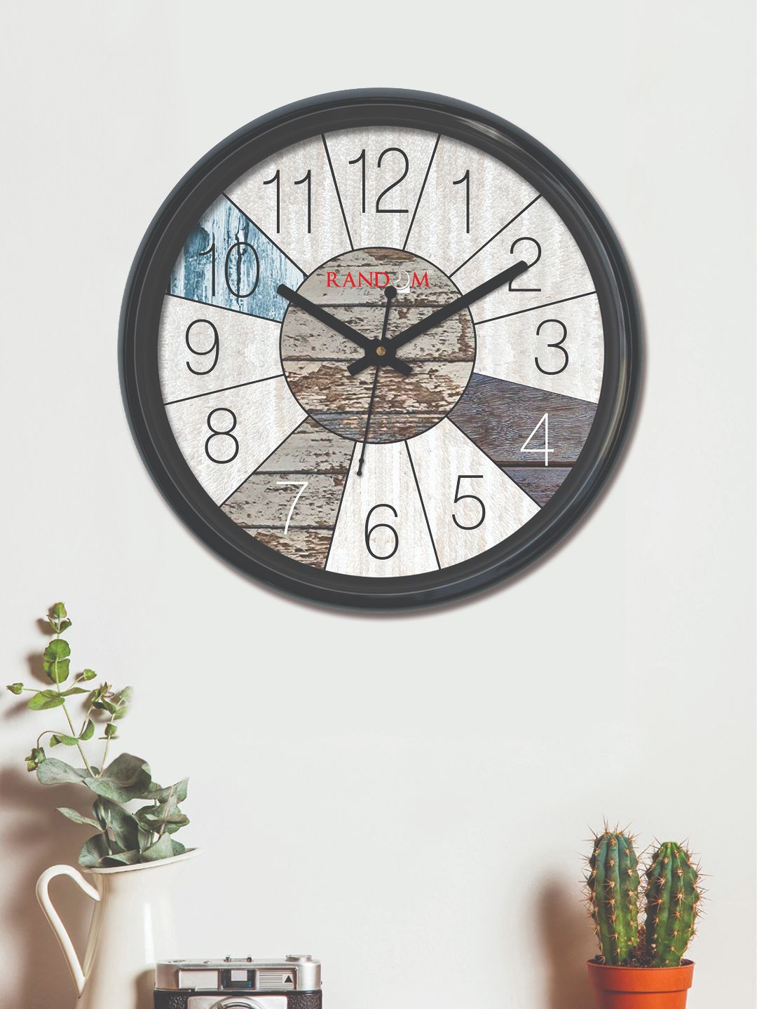 RANDOM Beige & Off-White Round Printed Analogue Wall Clock (30 cm x 30 cm) Price in India