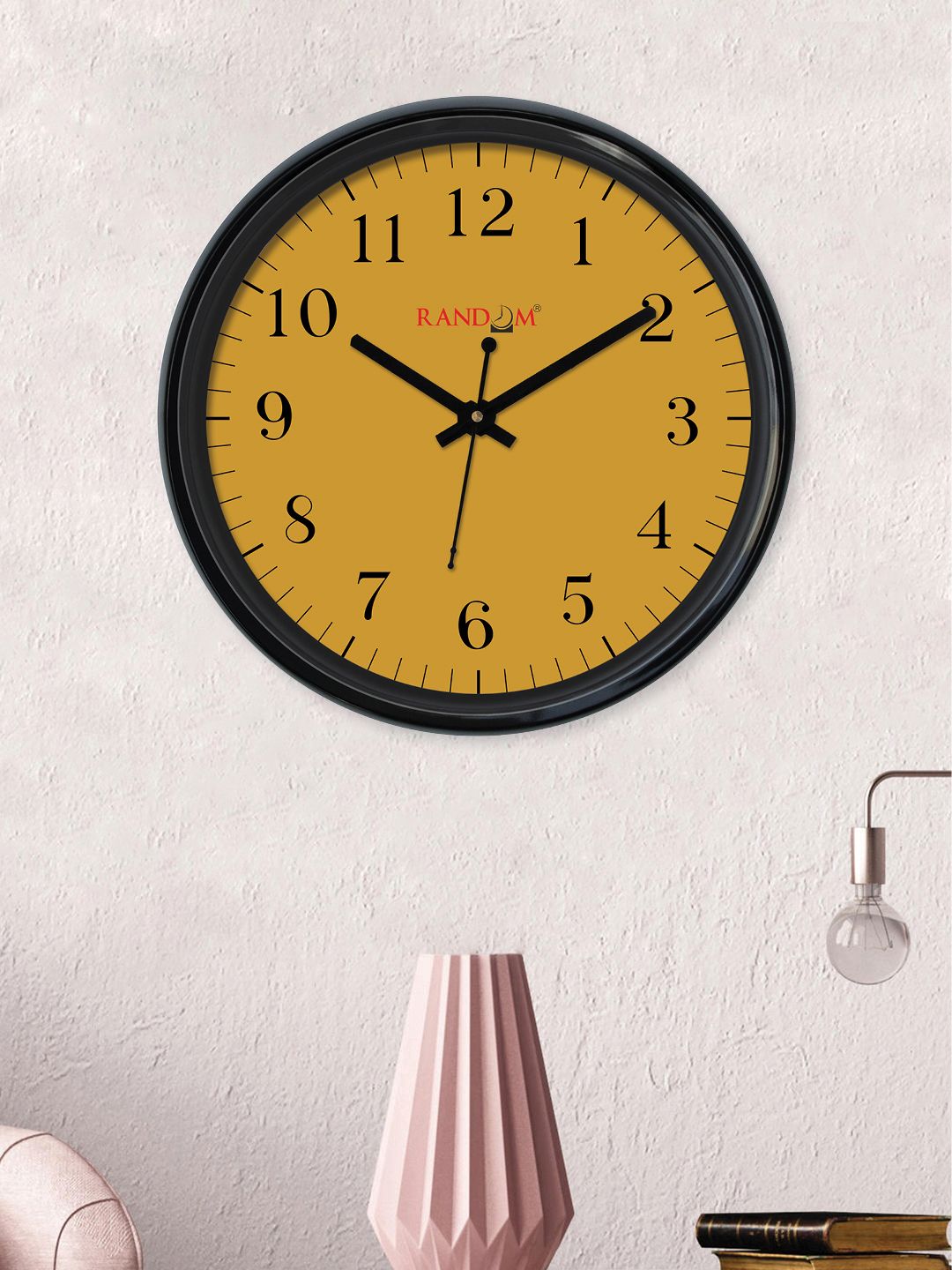 RANDOM Mustard Yellow Round Solid Analogue Wall Clock (30 cm x 30 cm) Price in India