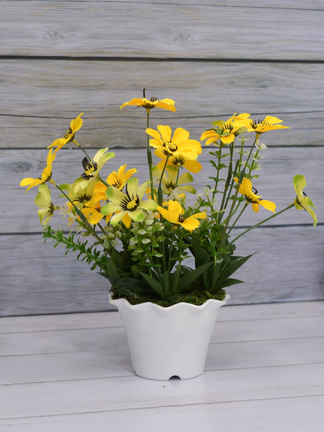 Fancy mart Yellow & Green Artificial Daisy Plant with Kingri Pot Price in India