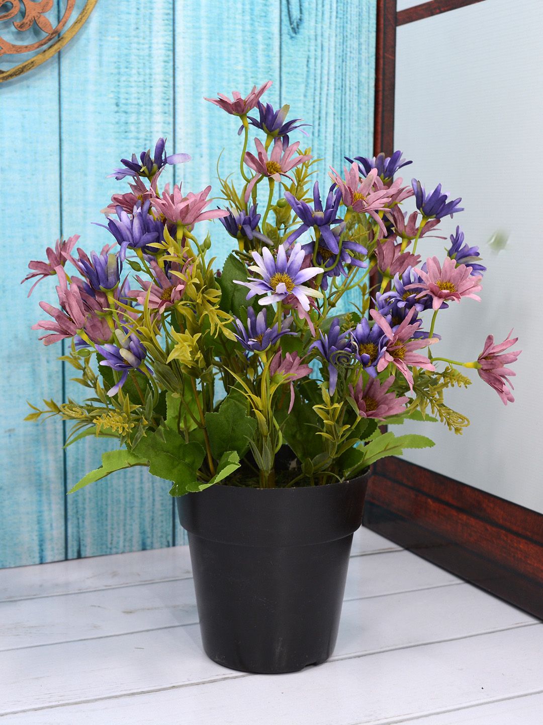 Fancy mart Multicoloured Artificial Icelandic Chrissanthemum Plant with Cone Pot Price in India