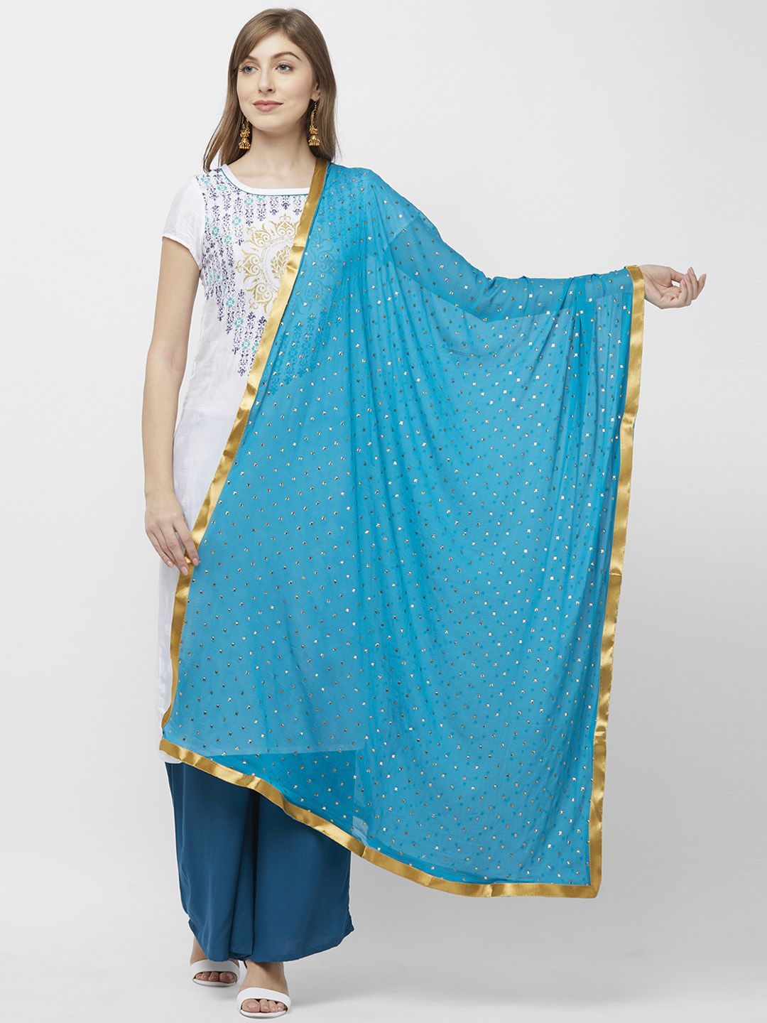 Dupatta Bazaar Blue Woven Design Dupatta Price in India