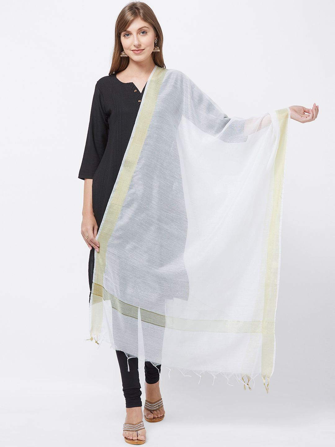 Dupatta Bazaar White Solid Dupatta