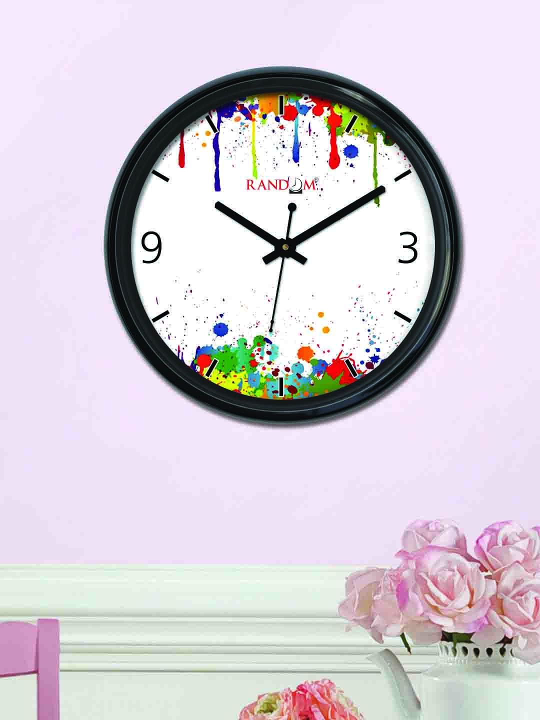 RANDOM Off-White Round Printed Analogue Wall Clock Price in India