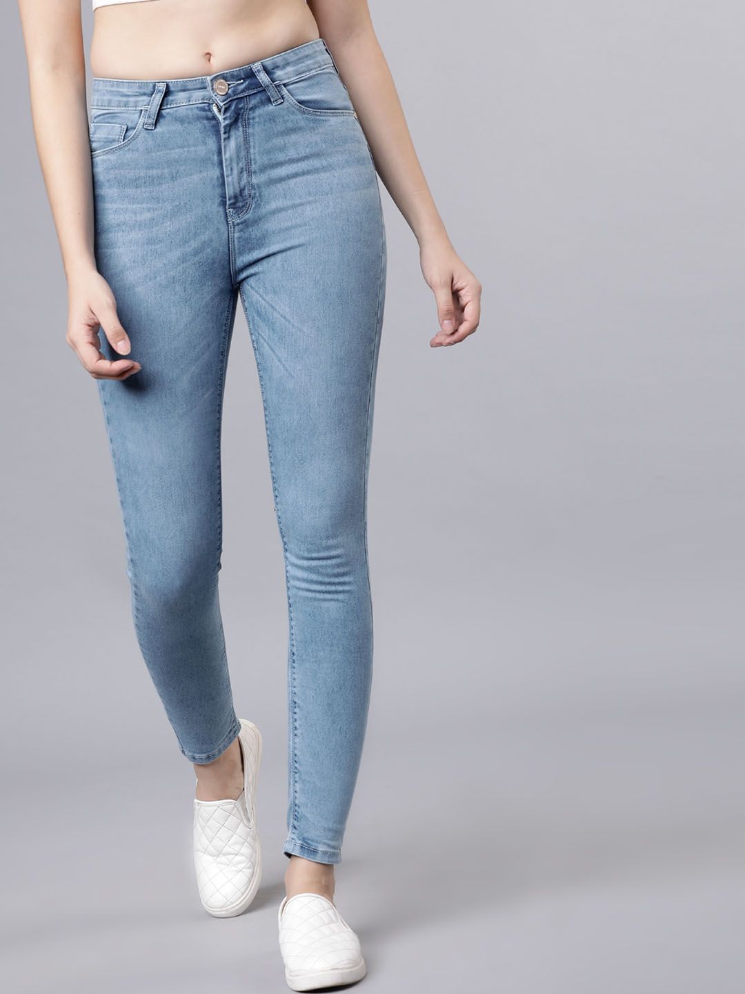 Tokyo Talkies Women Blue Super Skinny Fit Mid-Rise Clean Look Stretchable Jeans Price in India