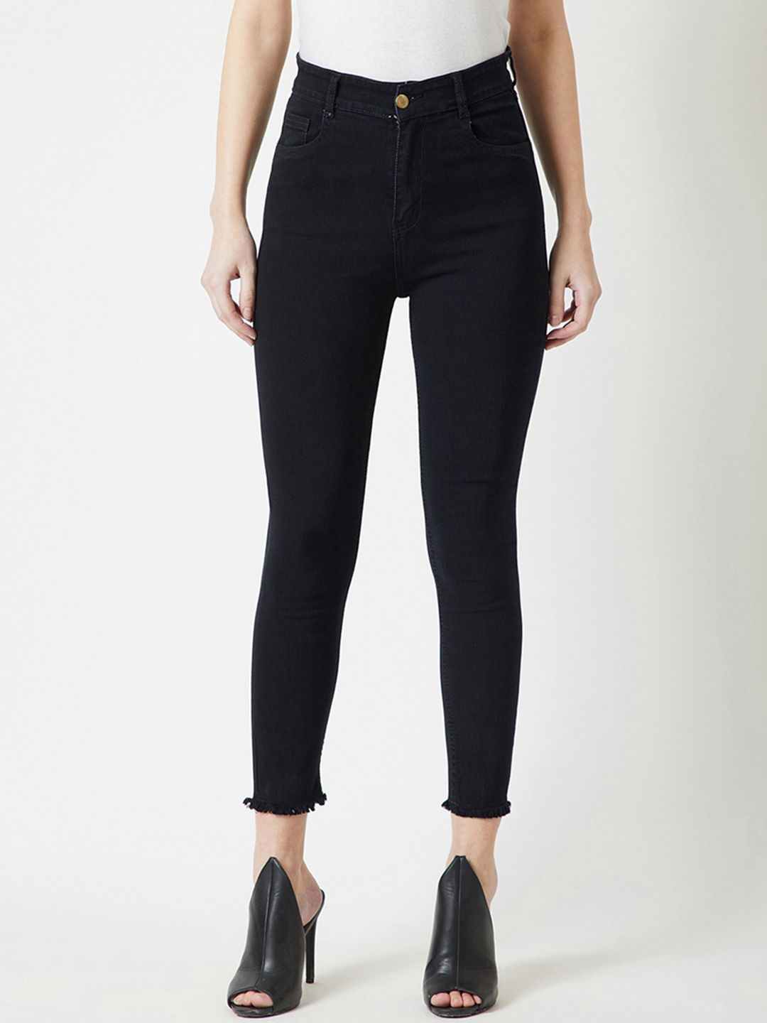 Miss Chase Women Black Skinny Fit High-Rise Clean Look Stretchable Jeans Price in India