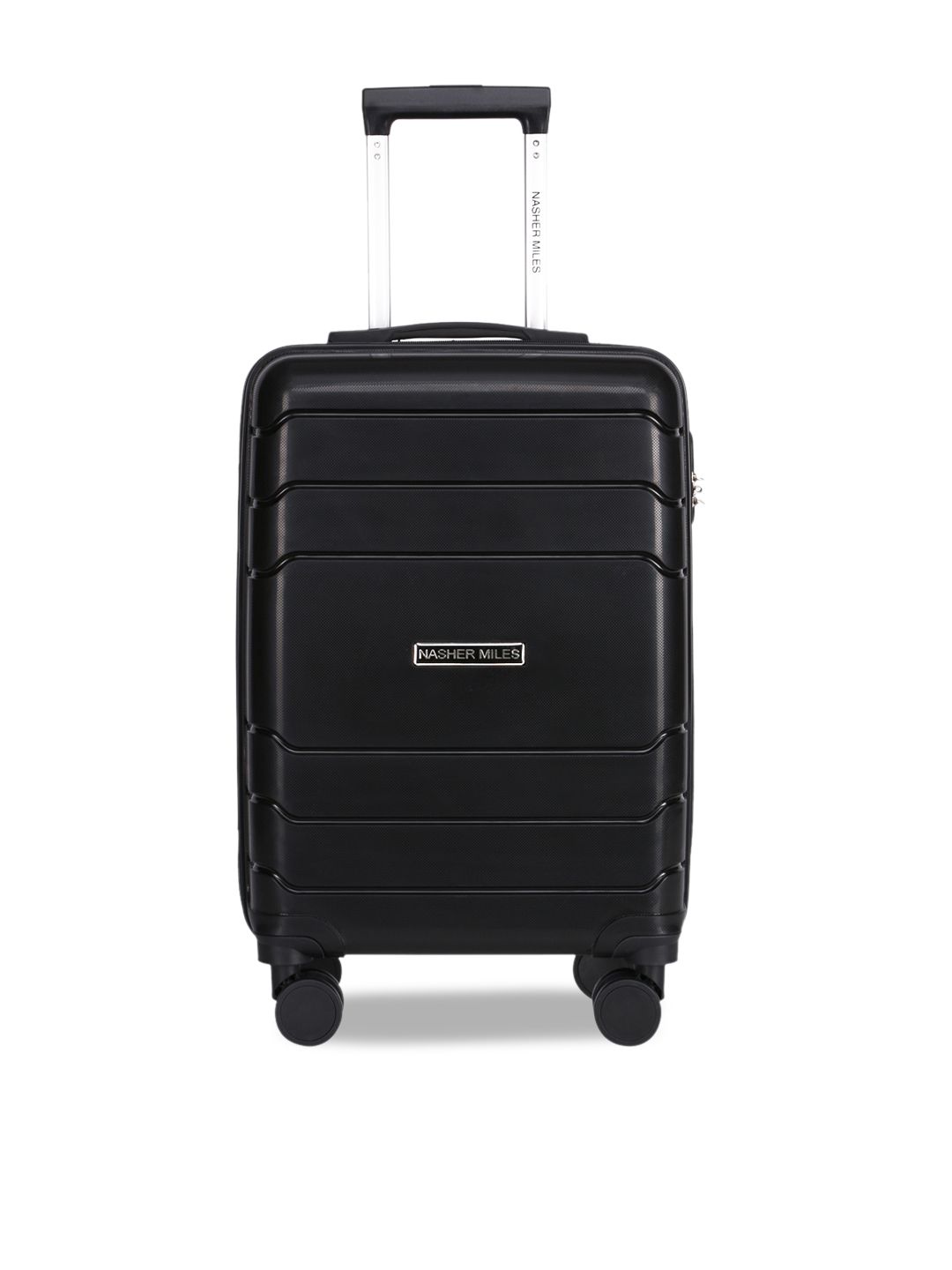 Nasher Miles Black Patterned Hard-Sided Cabin Trolley Bag Price in India