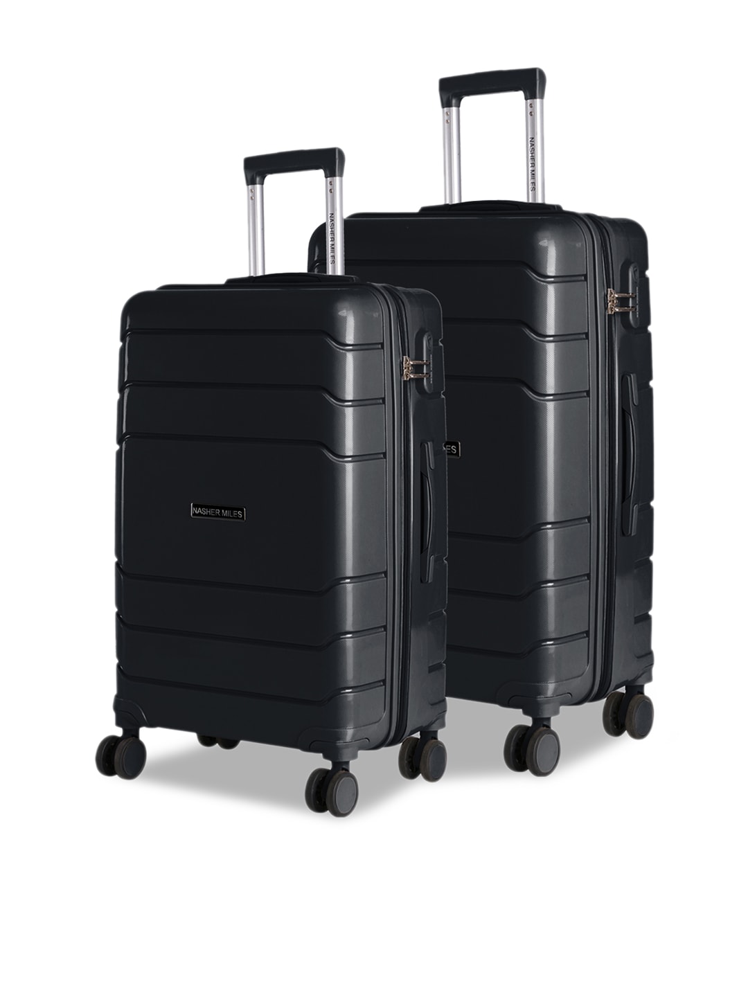 Nasher Miles Unisex Set of 2 Black Hard-Sided Trolley Bags Price in India