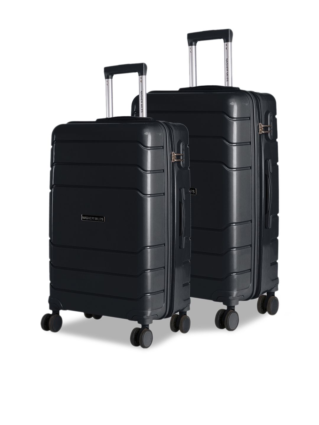 Nasher Miles Unisex Set of 2 Black Hard-Sided Trolley Bags Price in India