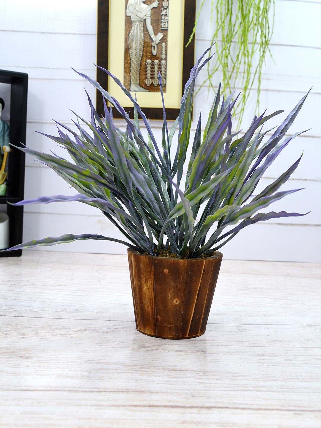 fancy mart Lavender Bamboo Grass Wooden Pot Price in India