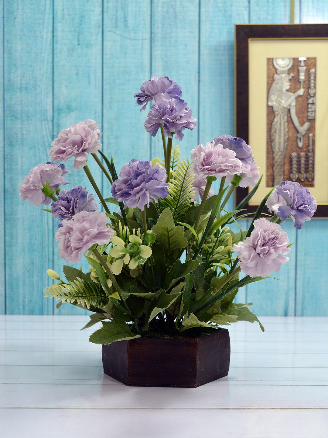 fancy mart Lavender Carnation with Wooden Pot Price in India