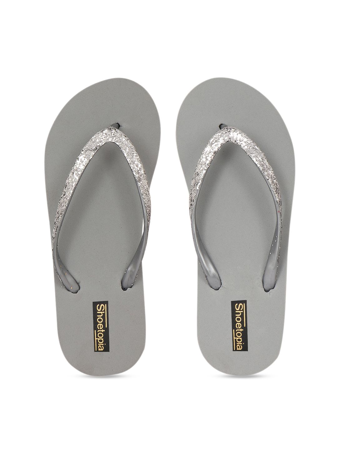 Shoetopia Women Grey Solid Thong Flip-Flops Price in India