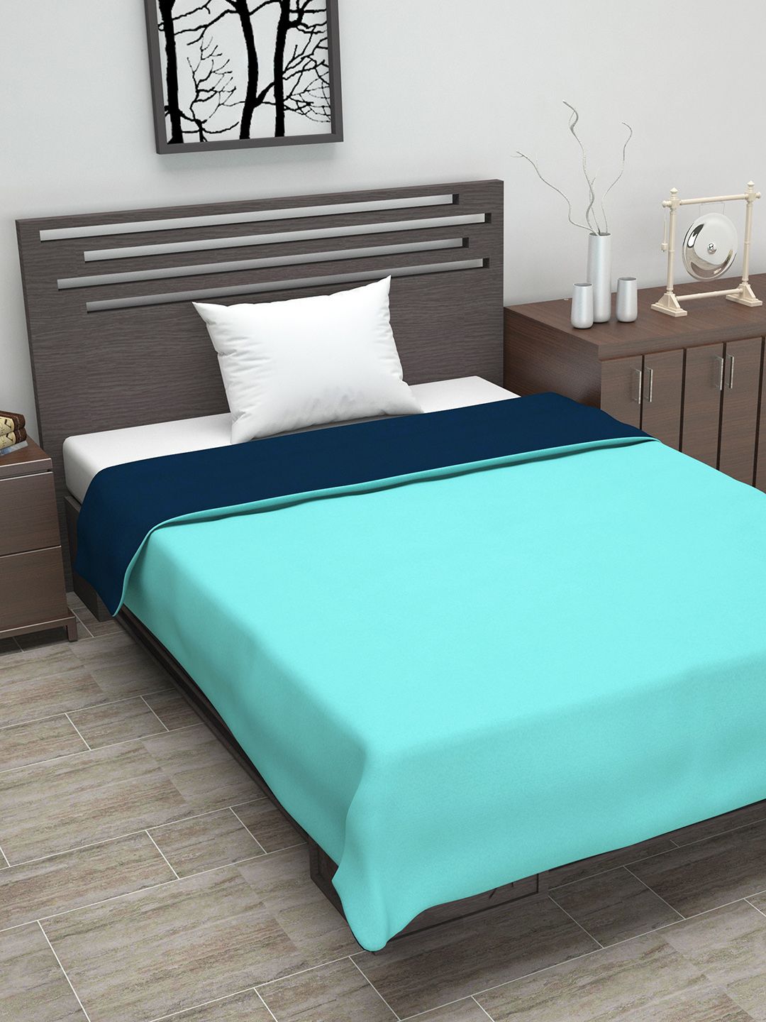 Divine Casa Blue Solid Reversible AC Room 110 GSM Single Bed Dohar Price in India