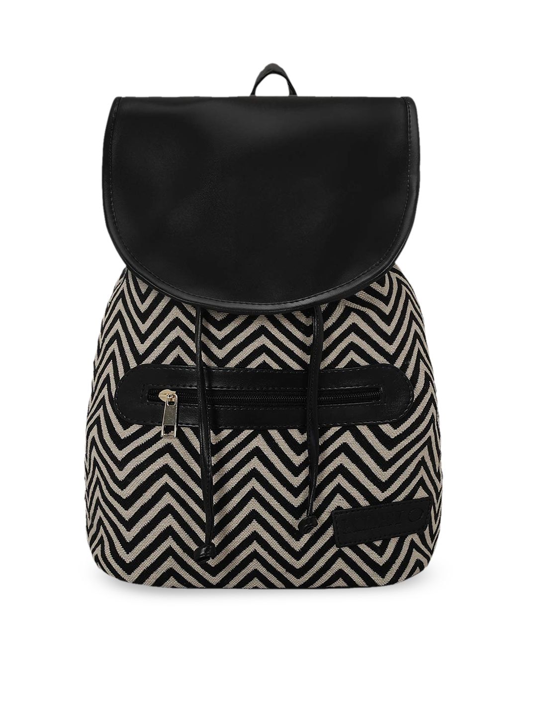 KLEIO Women Black & Beige Woven Design Backpack Price in India