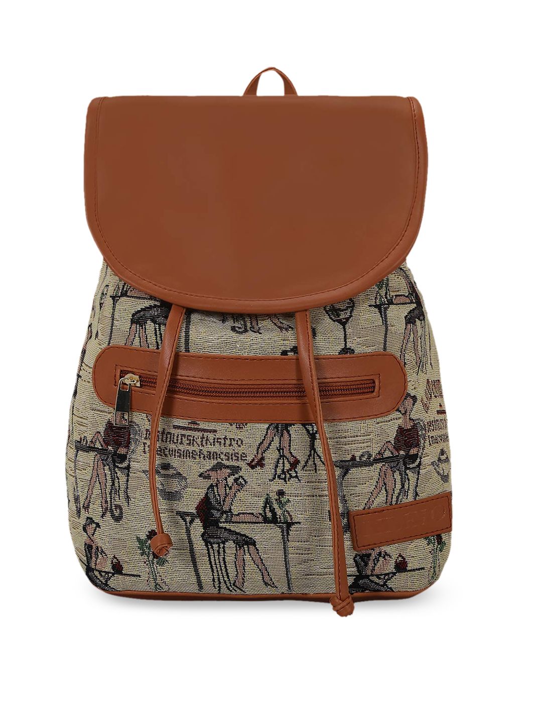 KLEIO Women Beige & Tan Brown Printed Backpack Price in India