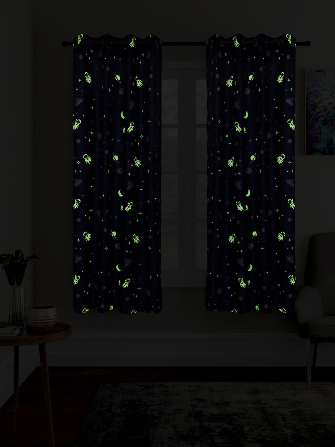 Cortina Navy Blue Set of 2 Window Curtains Price in India