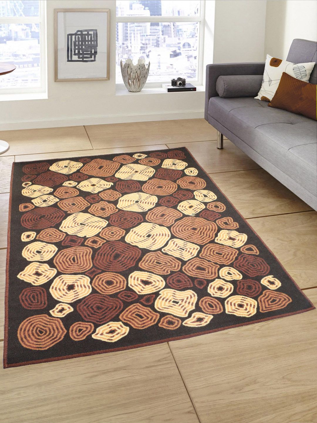 Status Brown Printed Nylon Anti-Skid Taba Carpet Price in India