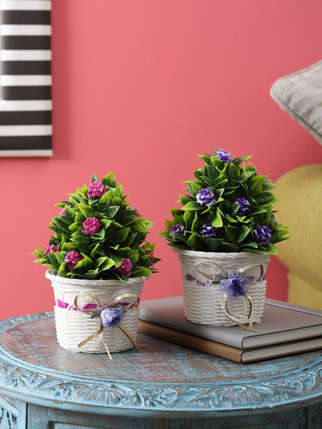 FOLIYAJ Set of 2 Multicoloured Artifical Plants With Pot Price in India