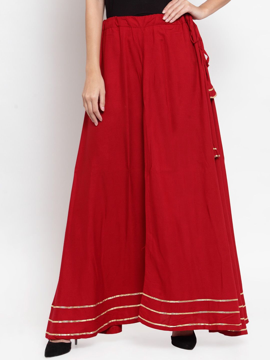Clora Creation Women Maroon Solid Flared Maxi Skirt