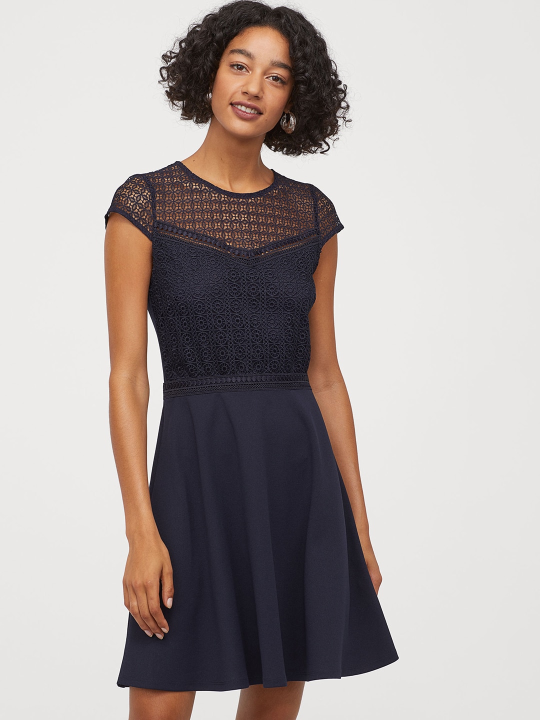 h&m navy blue lace dress