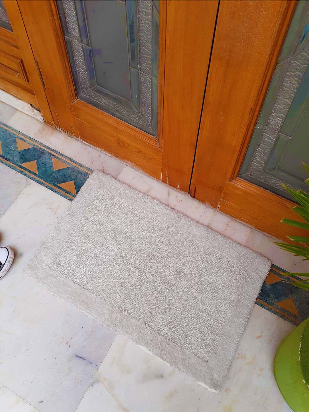 Avira Home Cream Solid Cotton Anti-Slip Doormat Price in India
