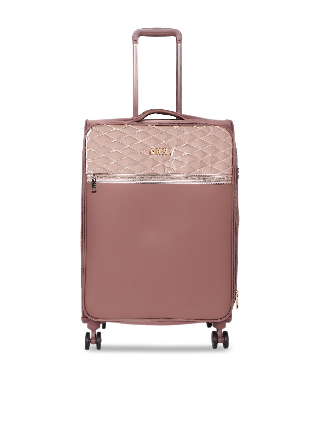 DKNY Unisex Pink Solid Quilted Soft Soft-Sided Cabin Trolley Suitcase Price in India