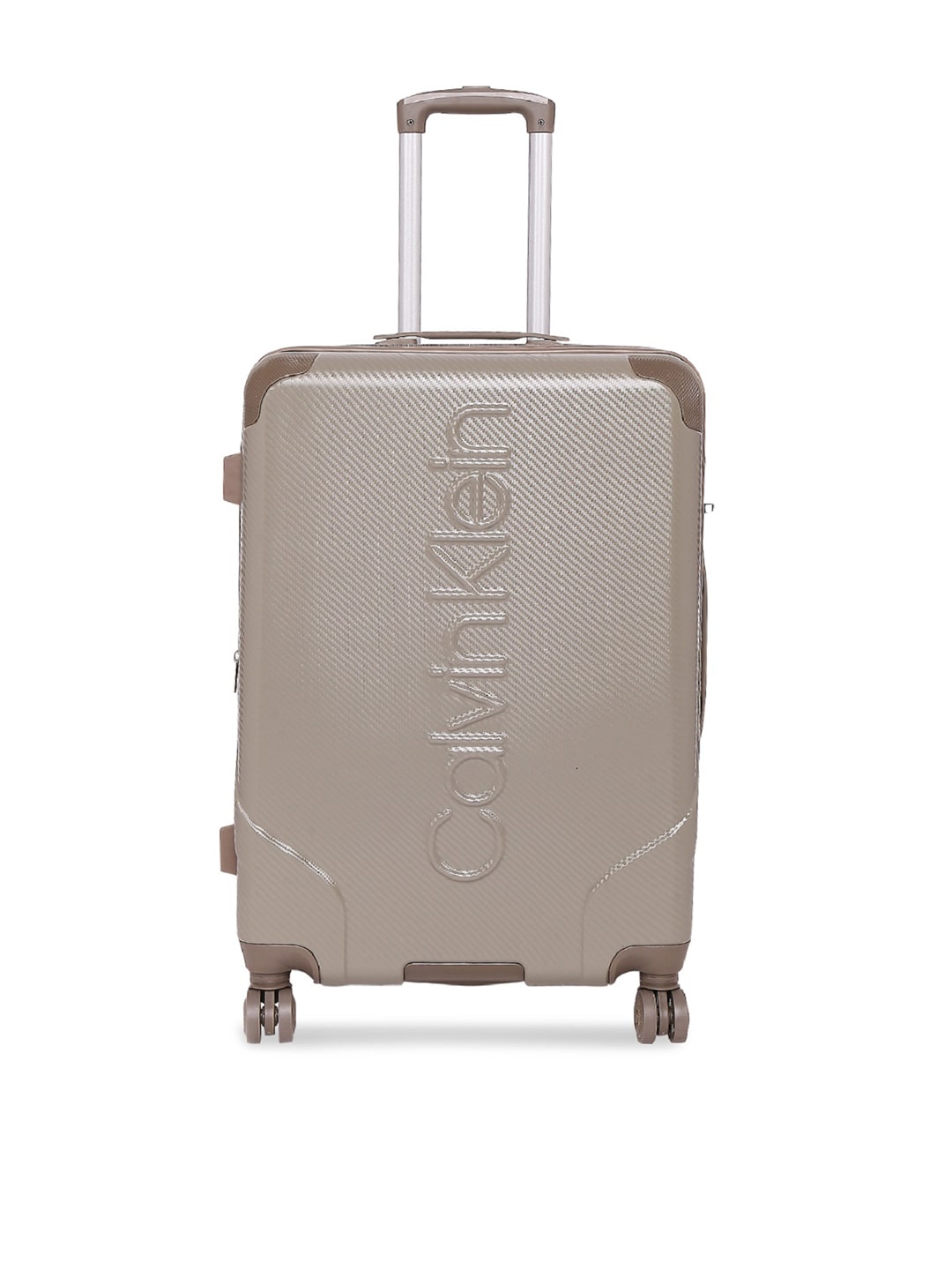 Calvin Klein Grey Textured Obsessed Hard-Sided Large Trolley Suitcase Price in India