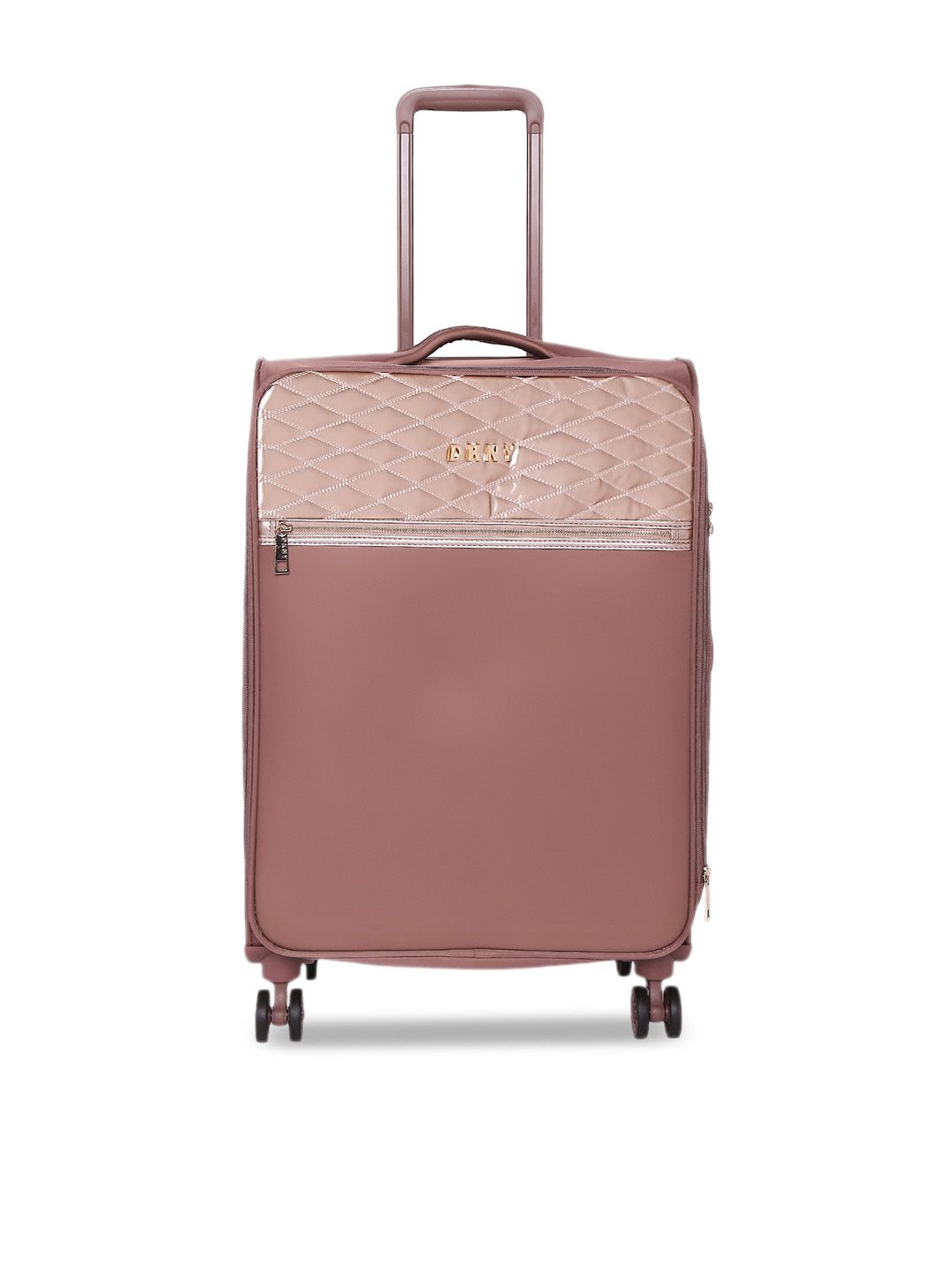 DKNY Unisex Pink Solid Quilted Soft Soft-Sided Large Trolley Suitcase Price in India