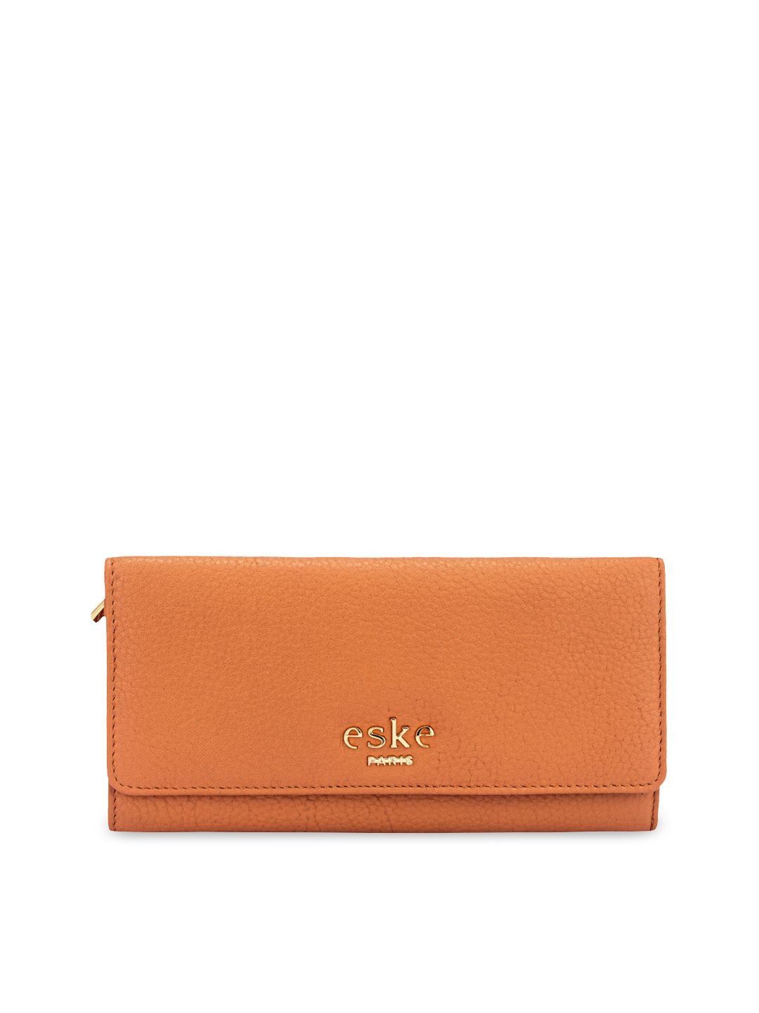 Eske Women Orange Solid Leather Three Fold Wallet Price in India