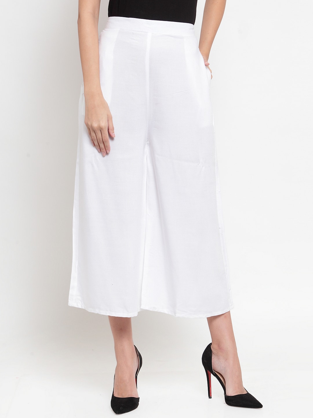 Clora Creation Women White Regular Fit Solid Culottes Price in India