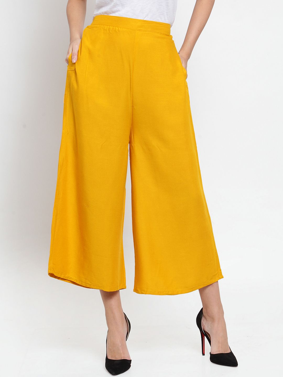 Clora Creation Women Mustard Regular Fit Solid Culottes Price in India
