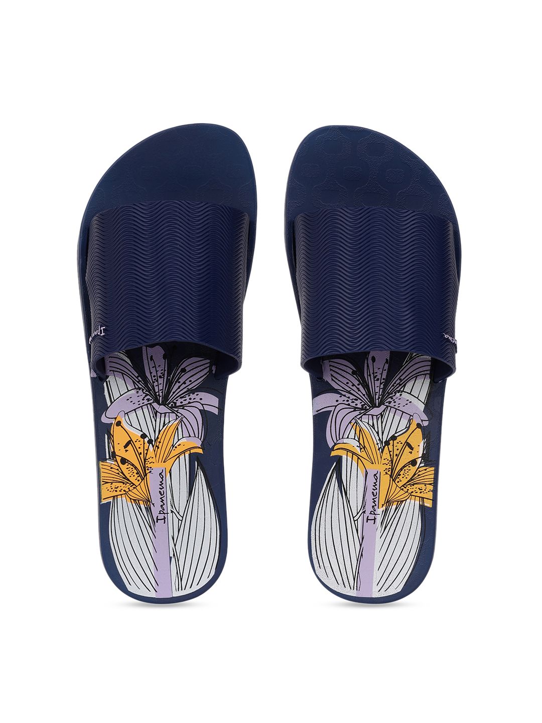 iPanema Women Navy Blue Printed Sliders Price in India