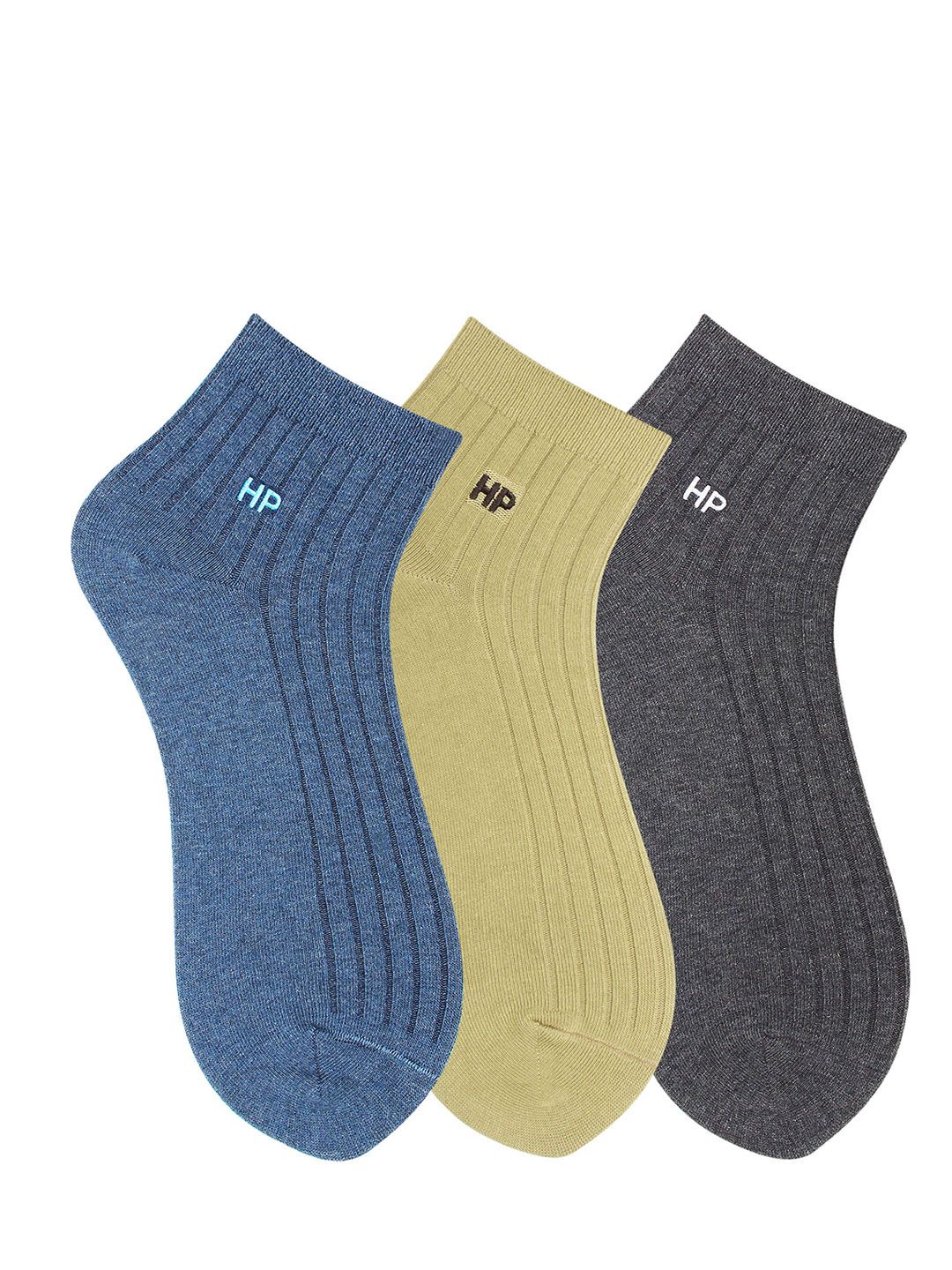 Hush Puppies Men Pack of 3 Assorted Solid Ankle-Length Socks