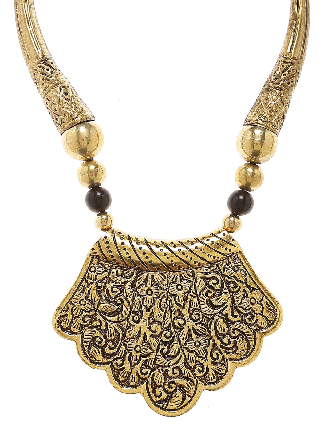 Bamboo Tree Jewels Gold-Toned & Red Statement Necklace Price in India