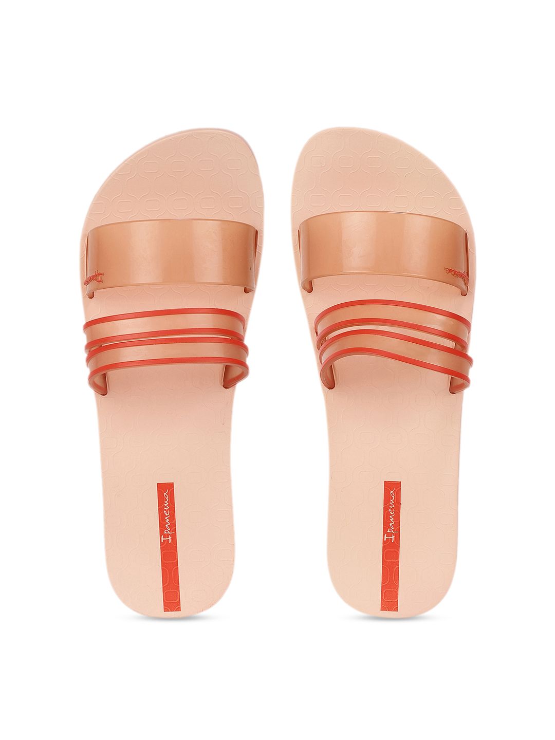 iPanema Women Peach-Coloured Solid Sliders Price in India