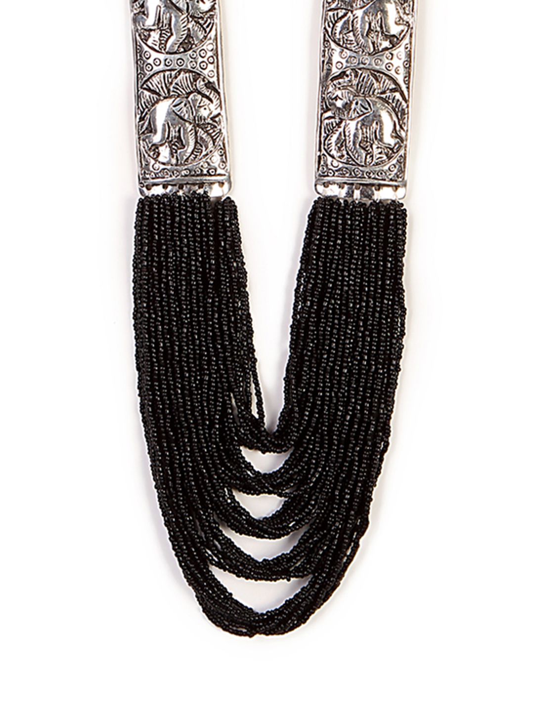 Bamboo Tree Jewels Silver-Toned & Black Metal Handcrafted Necklace Price in India