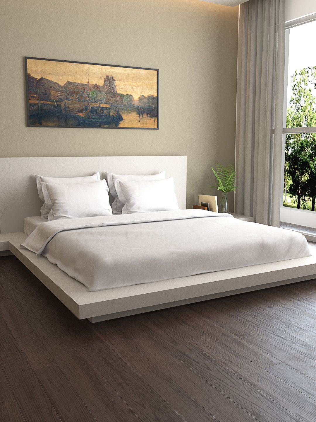 MARK HOME White Solid 400TC Bedding Set With Duvet Cover Price in India