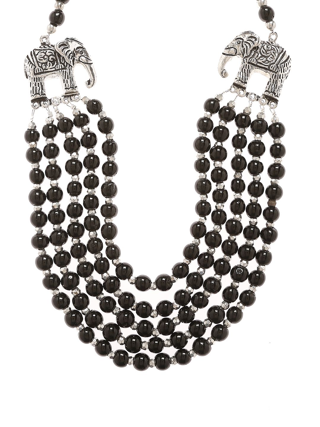 Bamboo Tree Jewels Silver-Toned Statement Necklace Price in India
