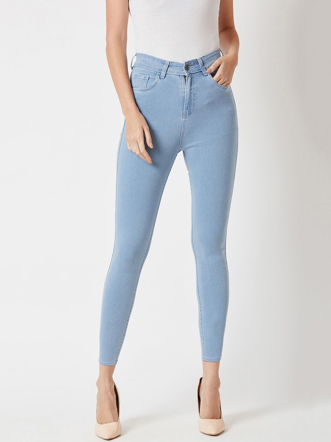 Miss Chase Women Blue Skinny Fit High-Rise Clean Look Stretchable Jeans Price in India