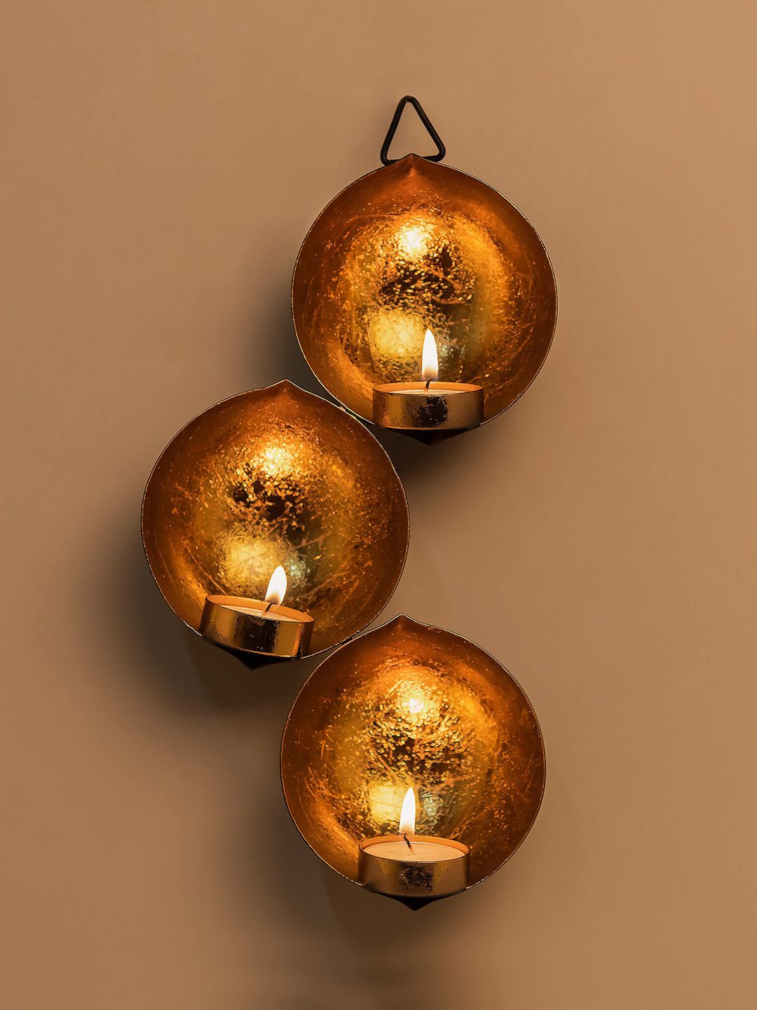 Homesake Black & Copper-Toned Tri-Drop Candle Holders Price in India