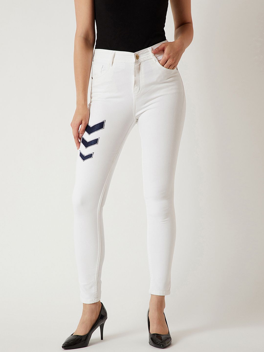 Miss Chase Women White Skinny Fit High-Rise Clean Look Jeans Price in India