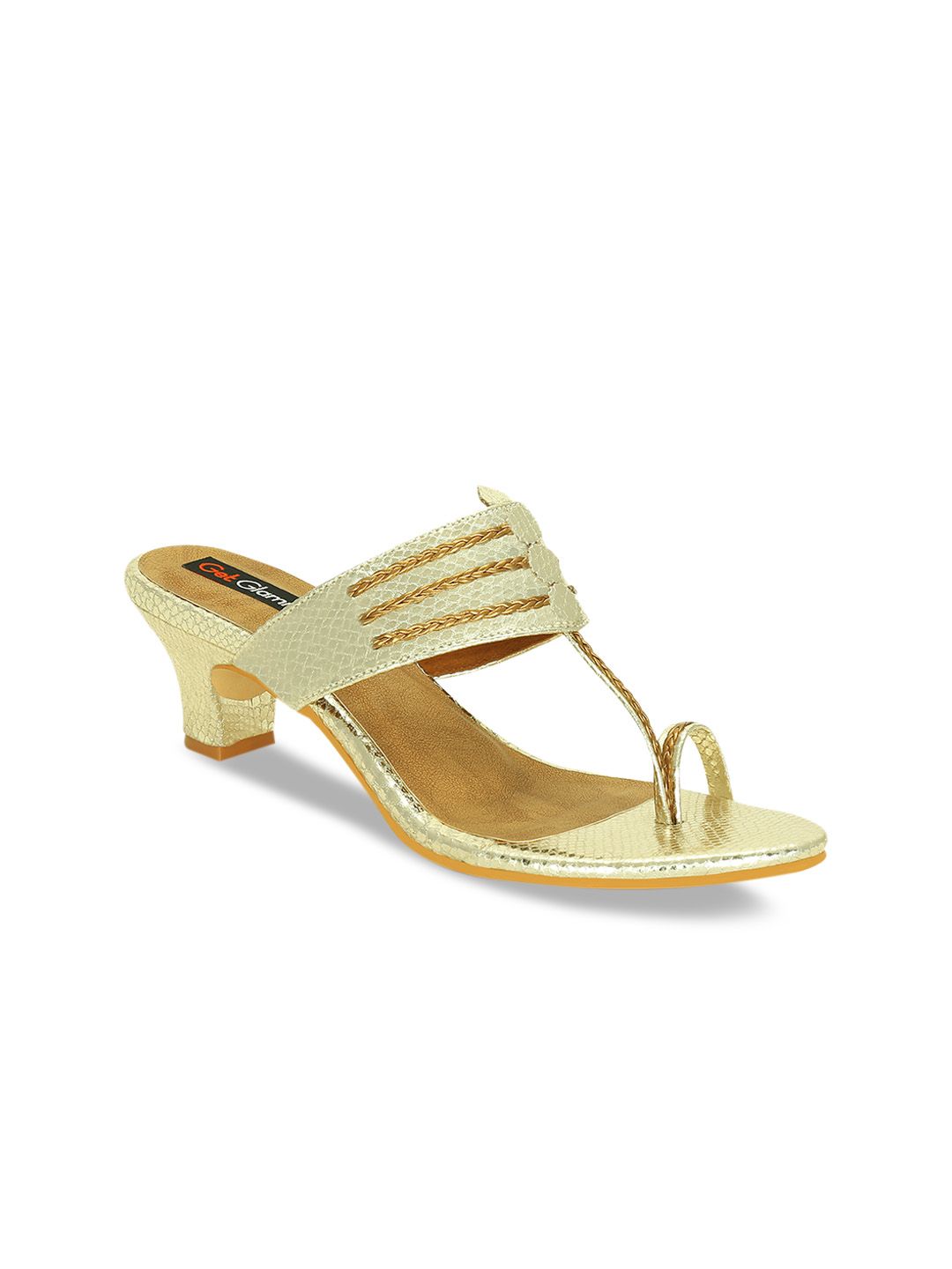 Get Glamr Women Gold-Toned Solid Heels Price in India