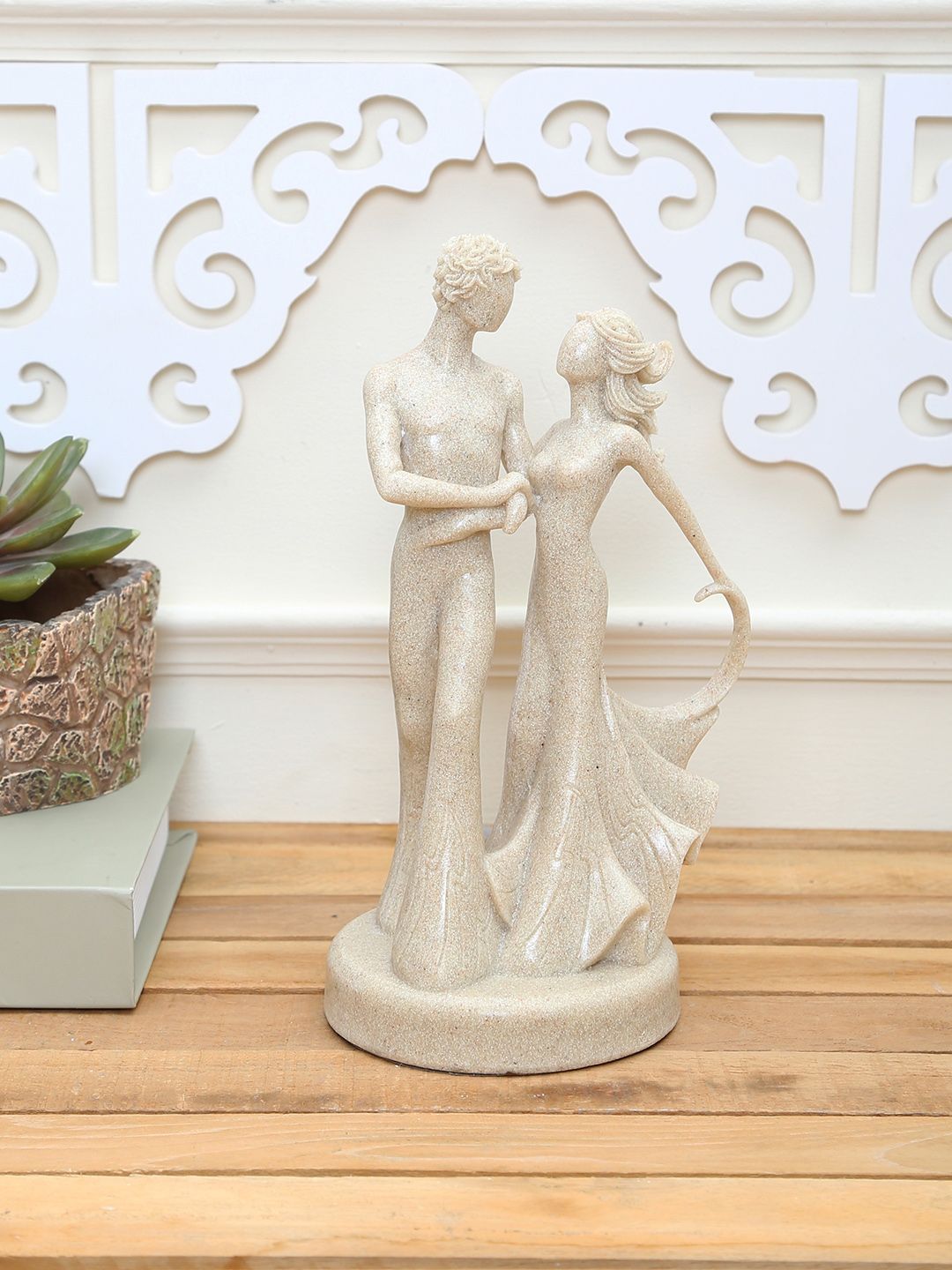 TAYHAA Beige Dreamy Couple Strolling Figurine Price in India