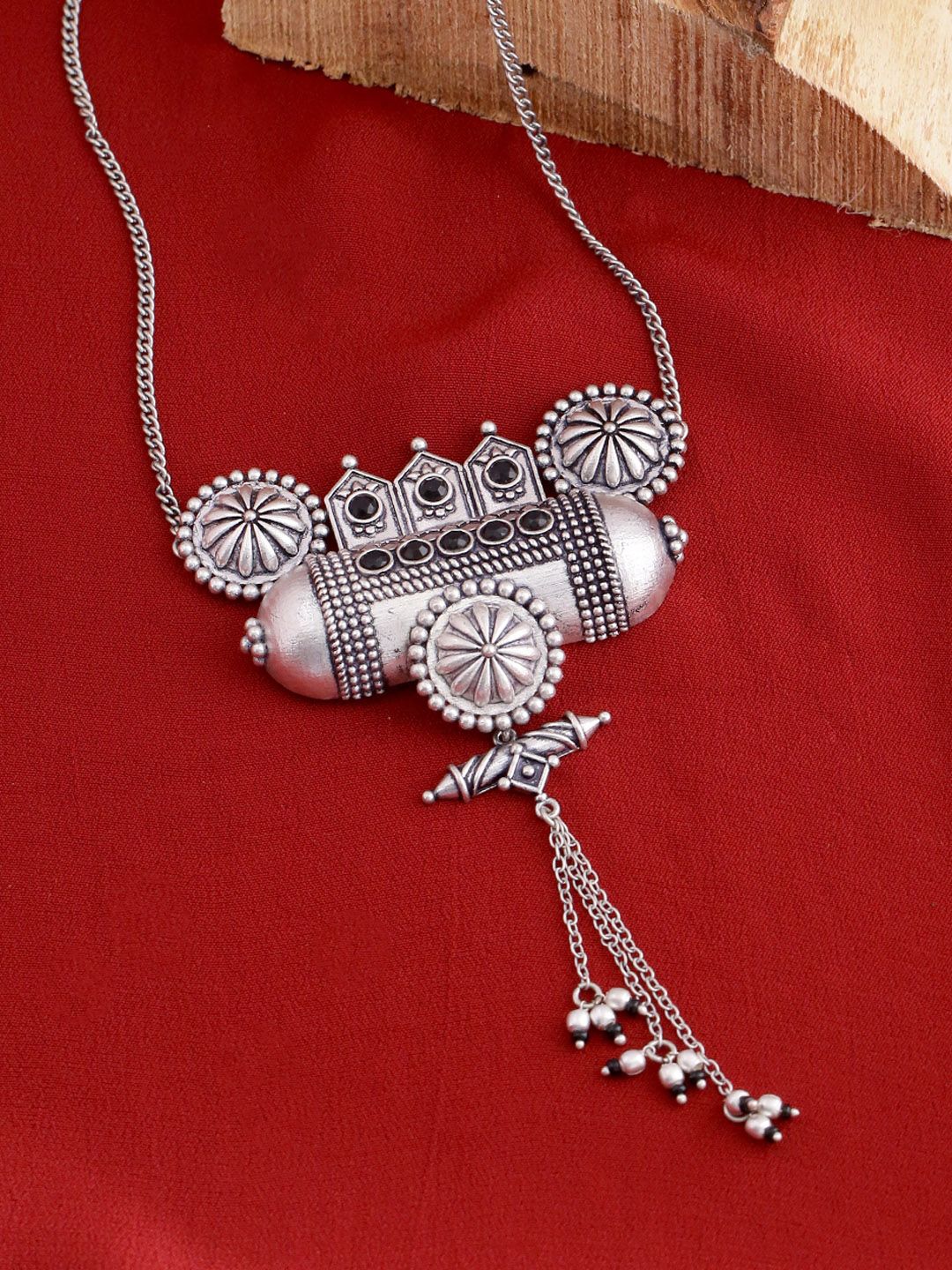 Voylla Women Silver Plated Oxidised Necklace Price in India
