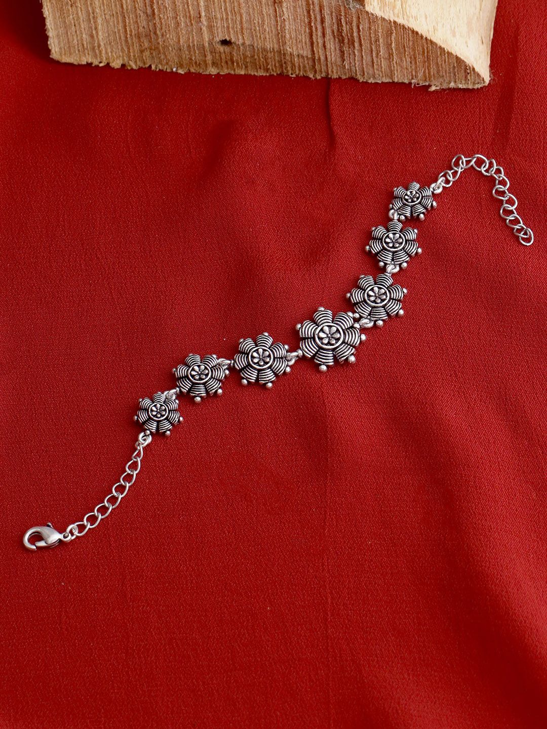Voylla Women Silver-Plated Oxidised Bracelet Price in India