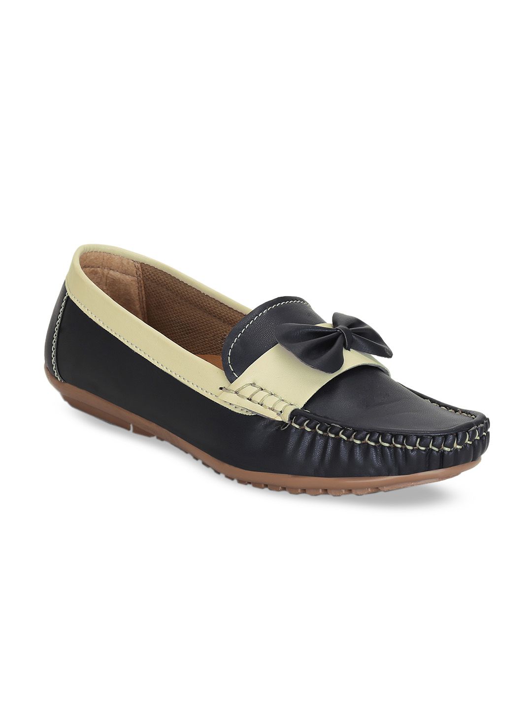 Get Glamr Women Black Colourblocked Loafers Price in India