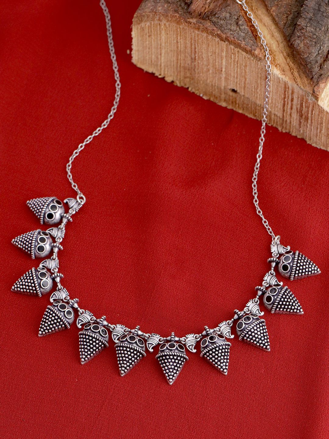 Voylla Women Silver Plated Oxidised Necklace Price in India