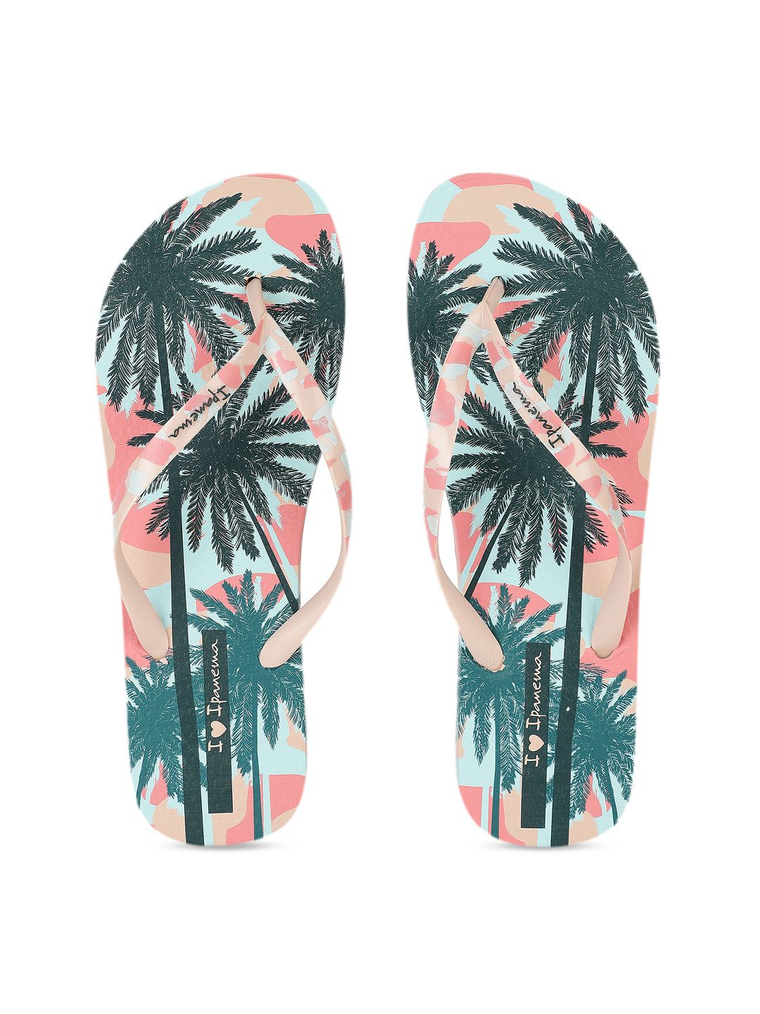 iPanema Women Pink & Green Printed Thong Flip-Flops Price in India