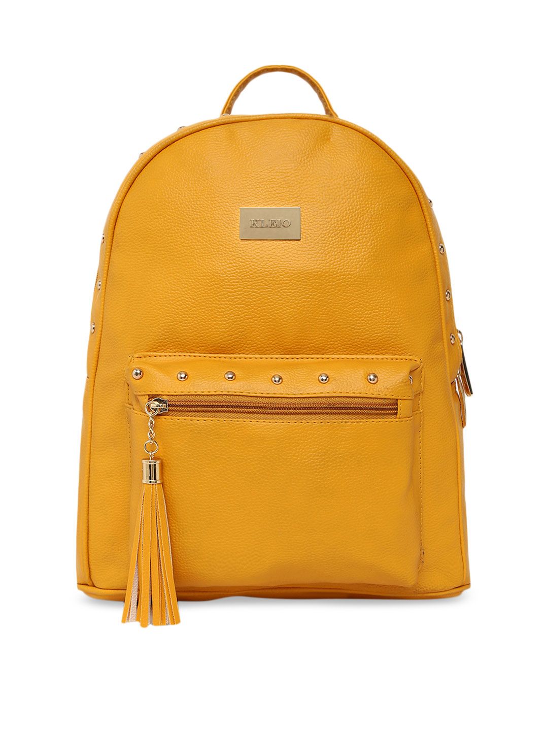 KLEIO Designer Women Yellow Solid Embellished Backpack Price in India