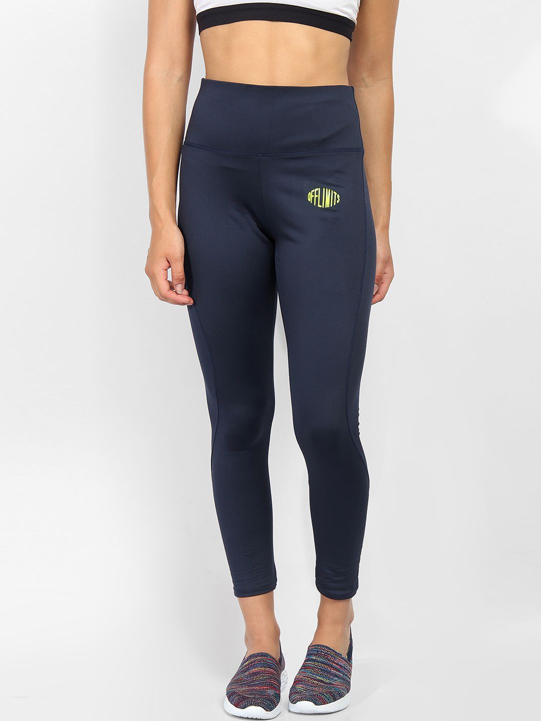 OFF LIMITS Women Navy Blue Solid Running Tights Price in India