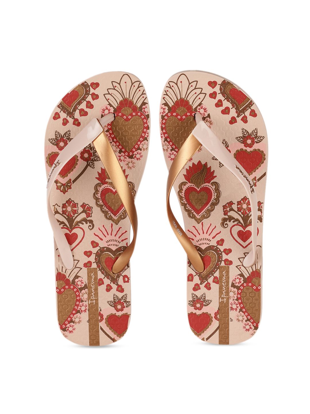 iPanema Women Beige & Red Printed Thong Flip-Flops Price in India